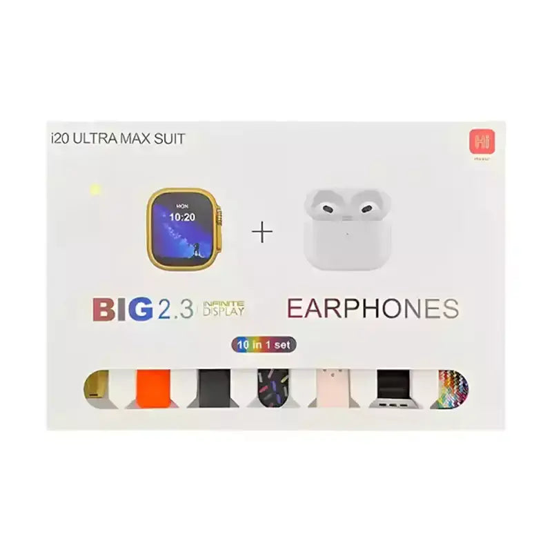 I20 Ultra Smart Watch With Premium Earbuds 10 In 1 Deal