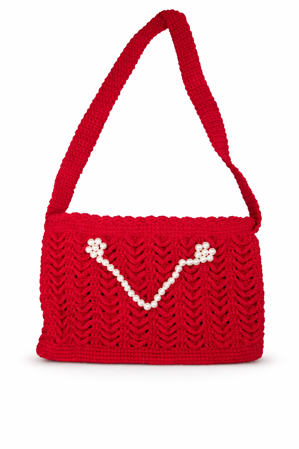 Handmade crochet shoulder bag with flowers