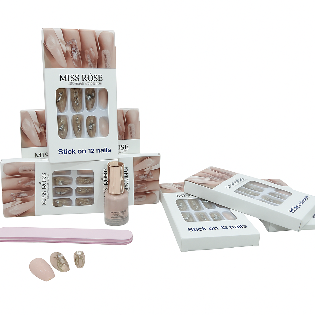 (3Pack) Of Fancy Nail Art Set – 12pcs In Each Natural & Comfortable