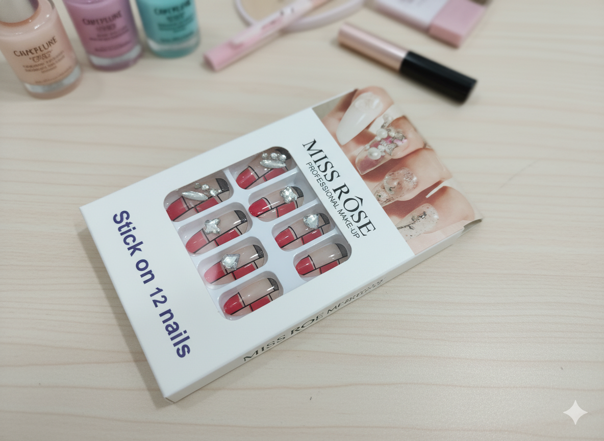 (3Pack) Of Fancy Nail Art Set – 12pcs In Each Natural & Comfortable