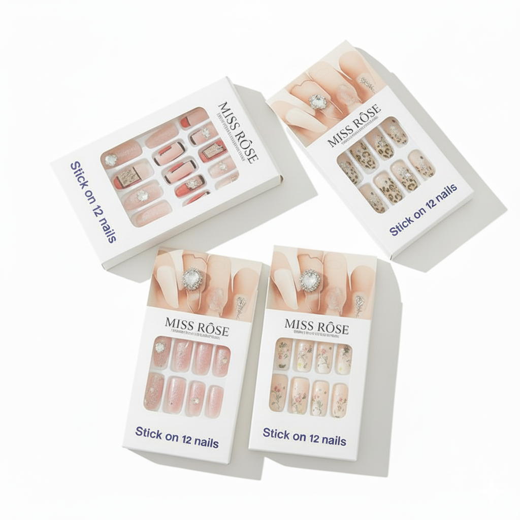(3Pack) Of Fancy Nail Art Set – 12pcs In Each Natural & Comfortable