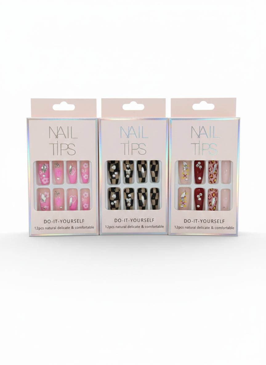 (3 Pack) Of Long Fancy Nails
