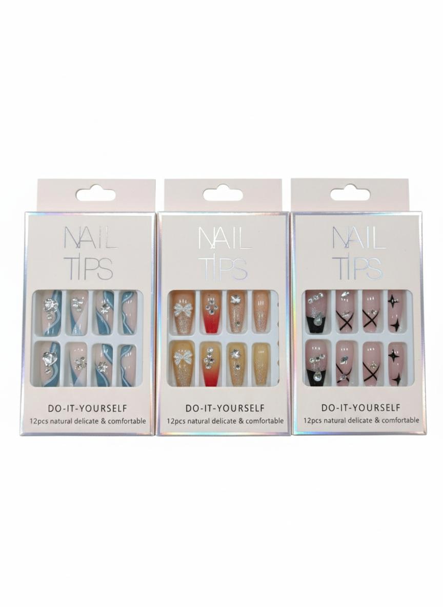 (3 Pack) Of Long Fancy Nails