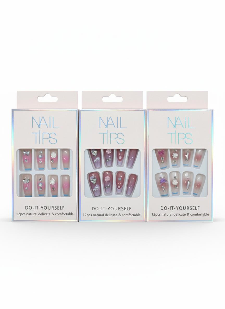 (3 Pack) Of Long Fancy Nails